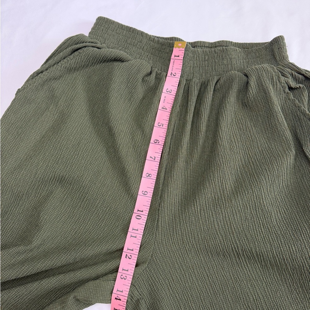 Olive Green Wide Leg Pants Lightweight Summer High Waist Comfy Small - Picture 9 of 9
